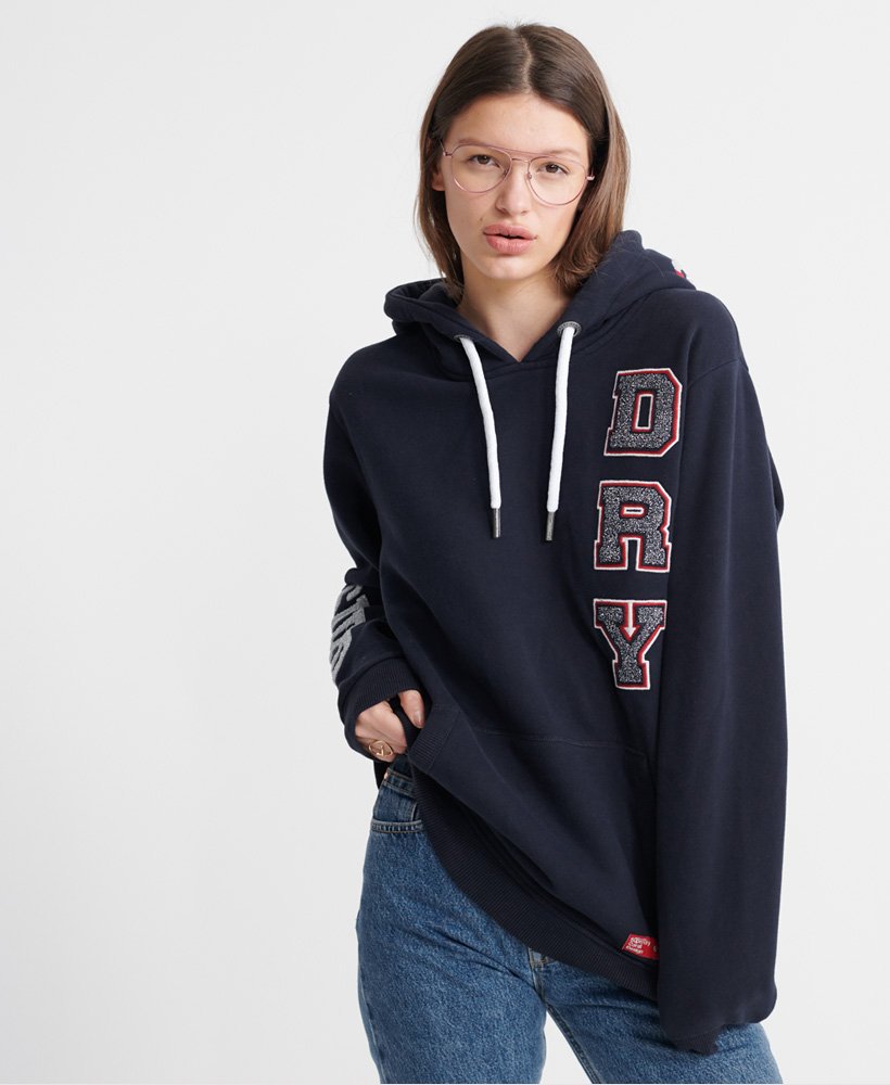 Womens - Quarterback Doublestack Hoodie in Deep Navy | Superdry UK