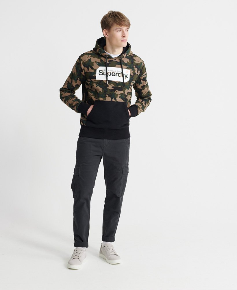 Mens - Core Logo Camo Hoodie in Green | Superdry