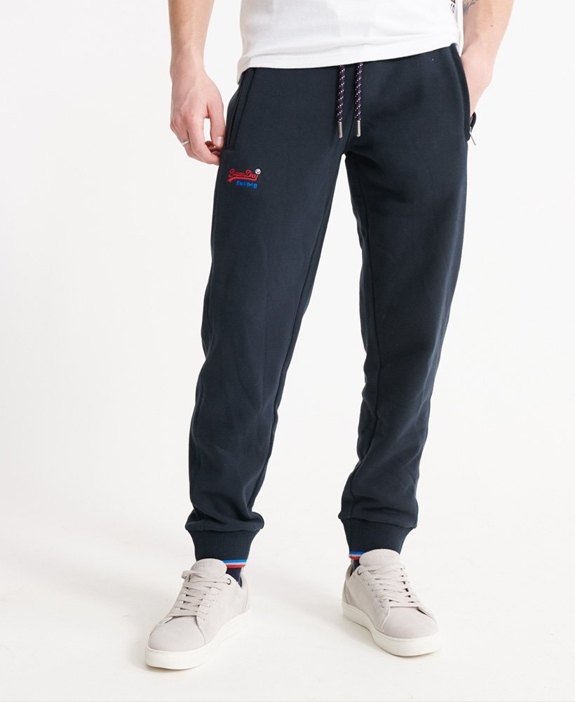 Jogging slim en coton avec chiffre délavé et poches zippées Homme