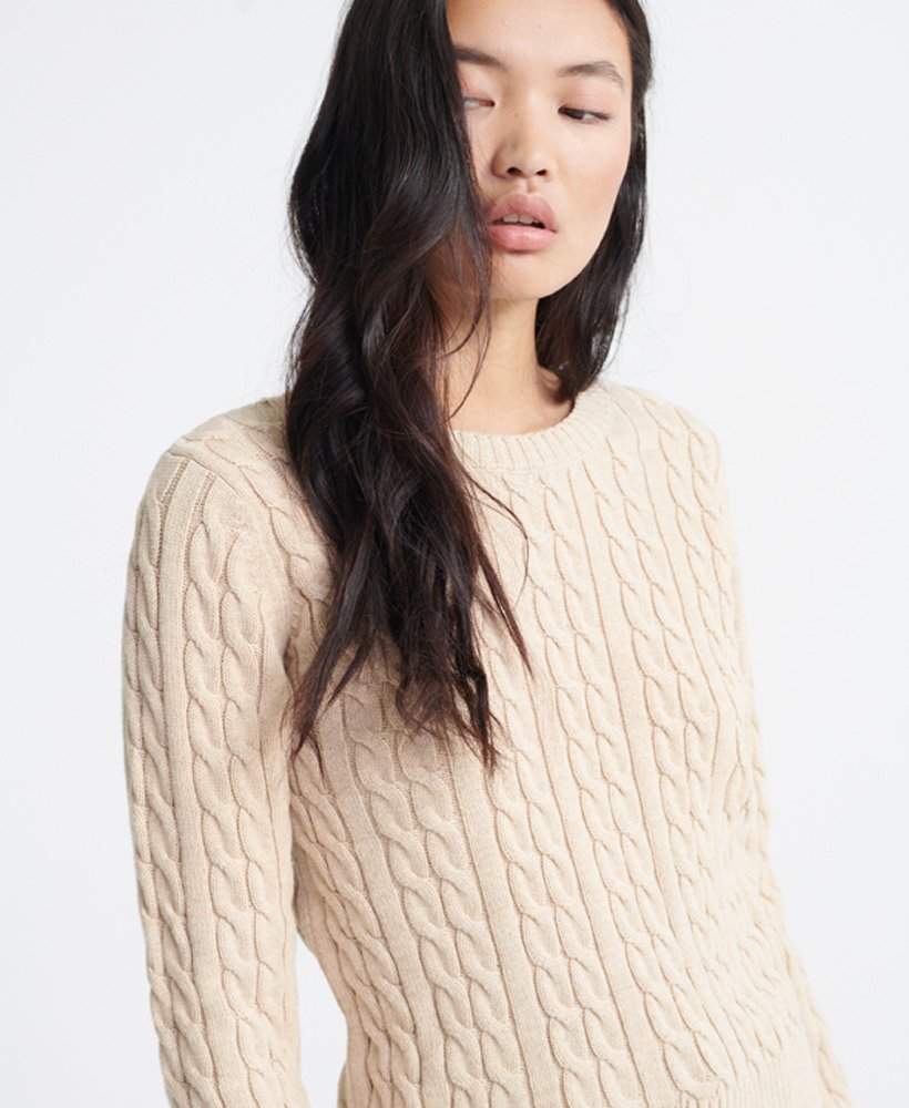 Womens - Becky Cable Knit Jumper in Beige | Superdry