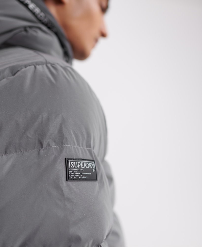 Men's - Reflector Padded Down Jacket in Silver Reflective | Superdry UK