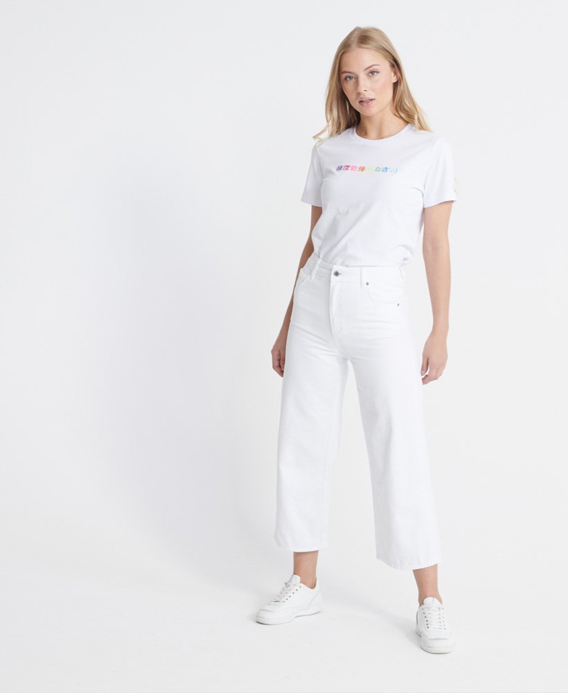 Womens - Logo Symbols Embroidered T-Shirt in White | Superdry
