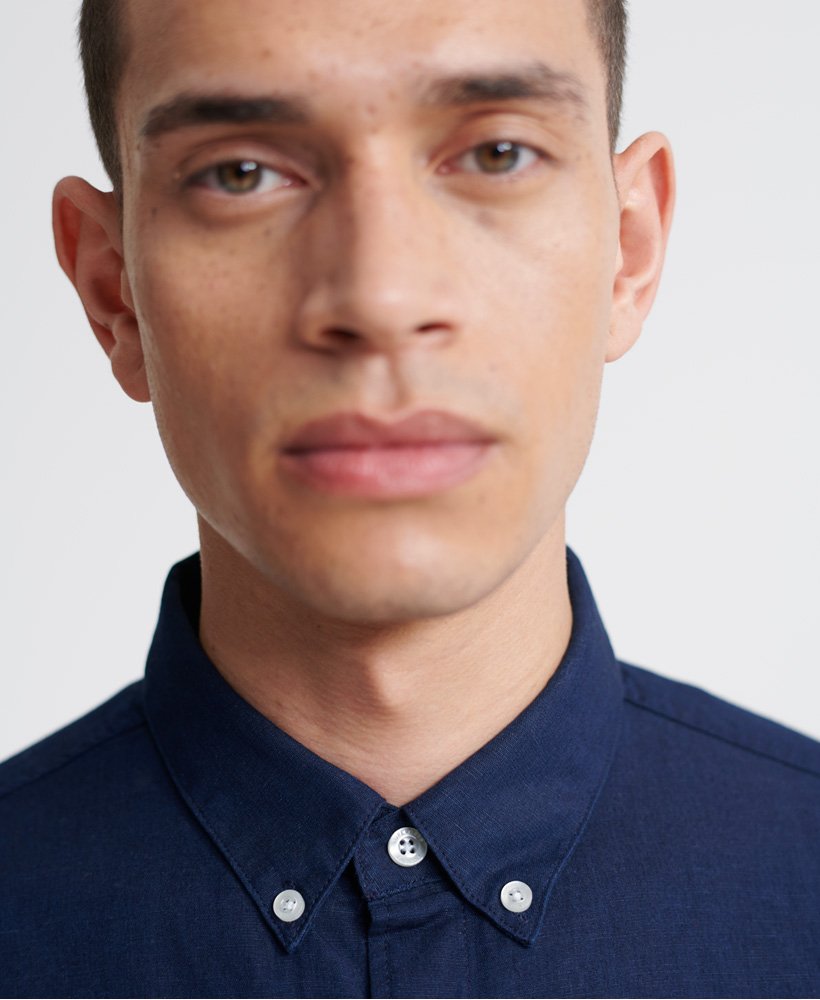 Superdry Edit Linen Button Down Shirt - Mens Mens Sale-view-all
