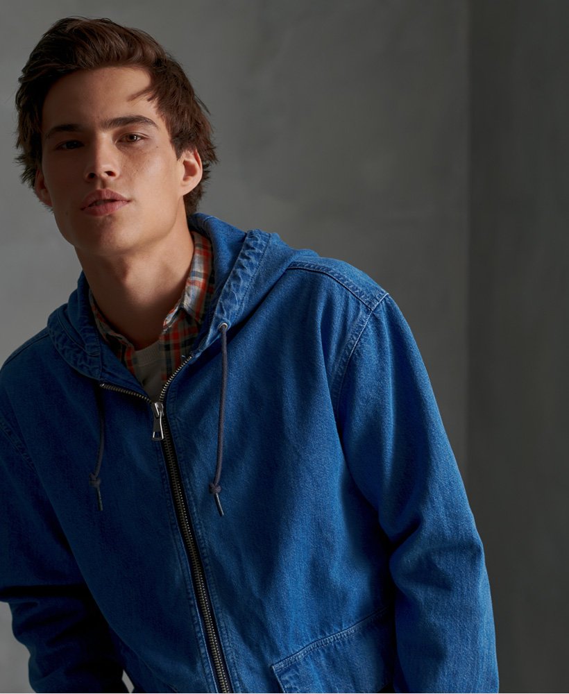 Retail $120 Details about   Superdry Men's Mid Blue Denim Hooded Full Zip Jacket 
