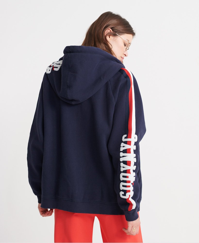 Womens - SDQB Overlap Zip Hoodie in Navy | Superdry UK