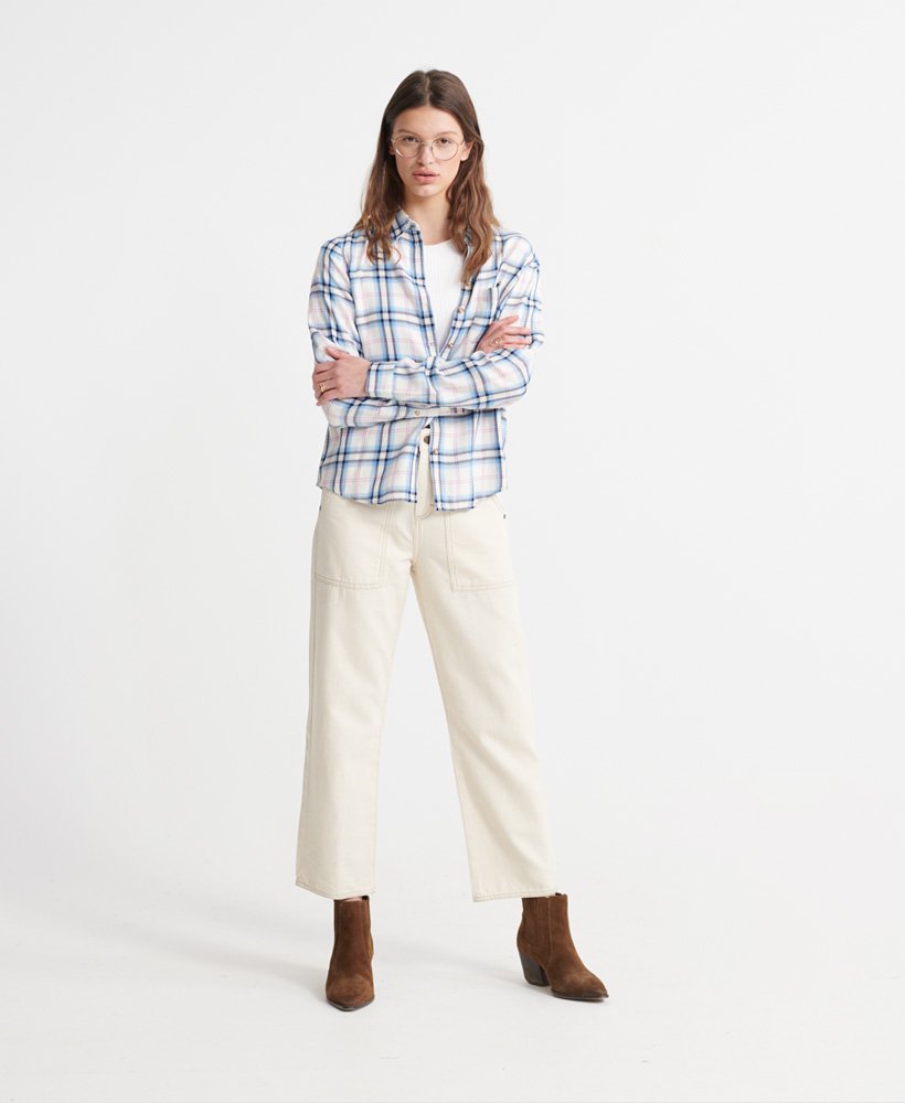 Womens - Lightweight Check Shirt in White Check | Superdry UK