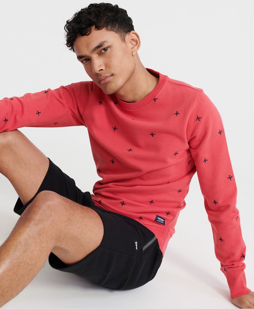 superdry all over embroidered crew sweatshirt