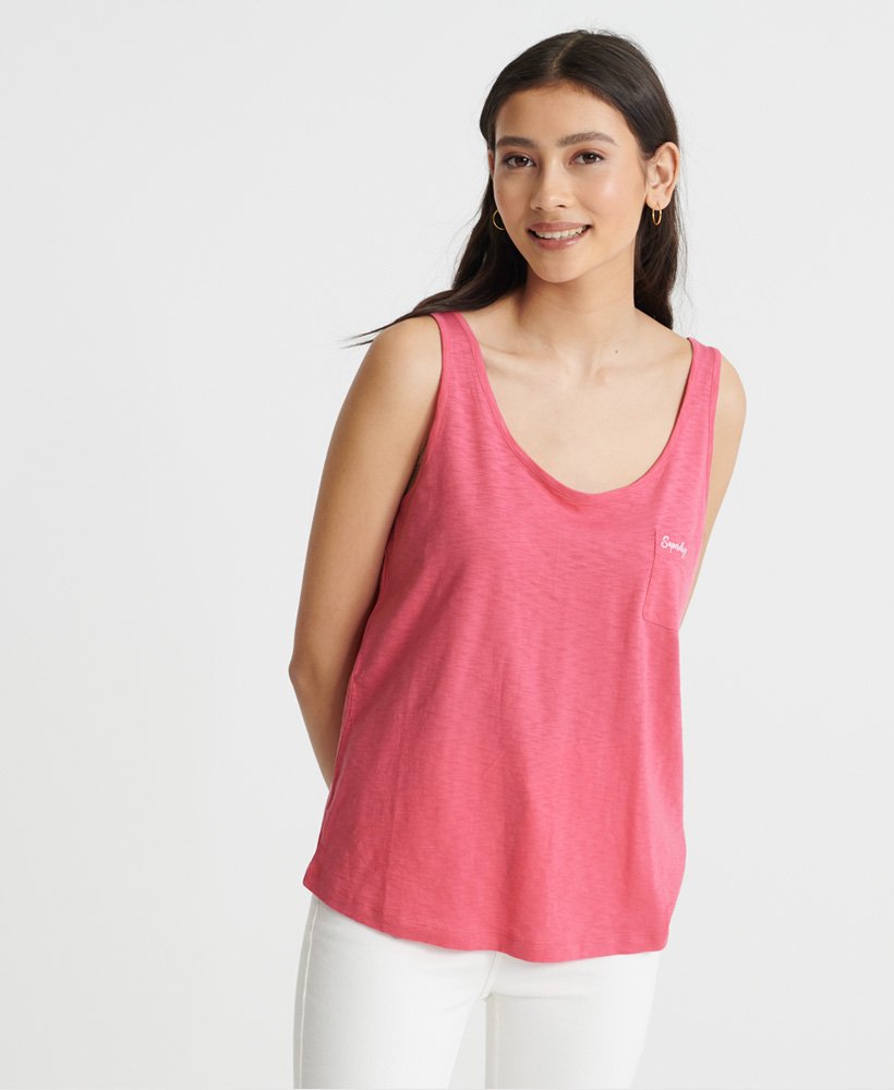 Women’s - Organic Cotton Essential Tank Top in Cord Pink | Superdry UK