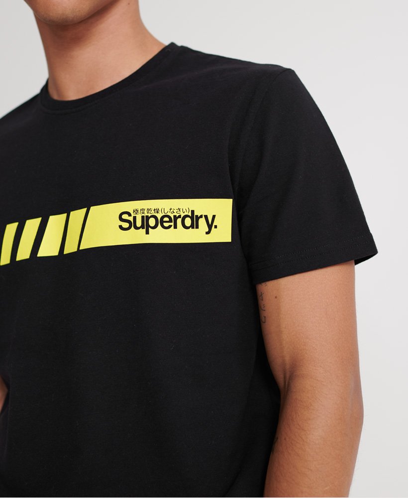 Mens - Core Logo Sport Stripe T-Shirt in Jet Black | Superdry