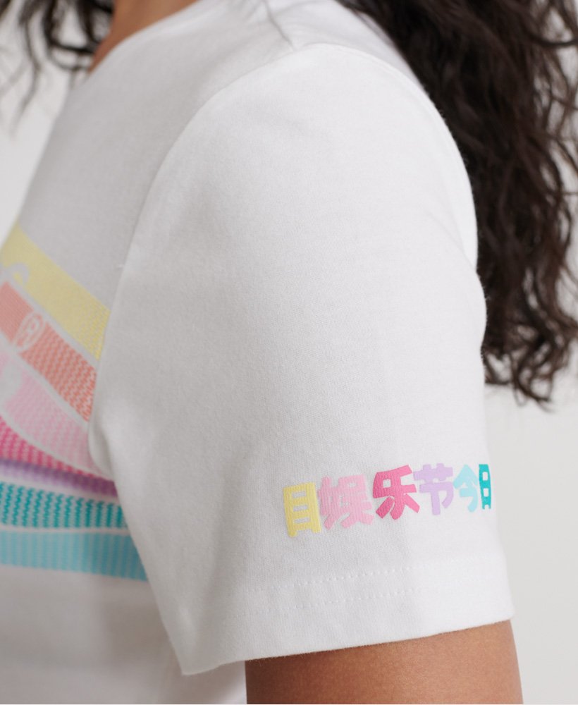 Women's Premium Logo Rainbow T-Shirt in Optic | Superdry US