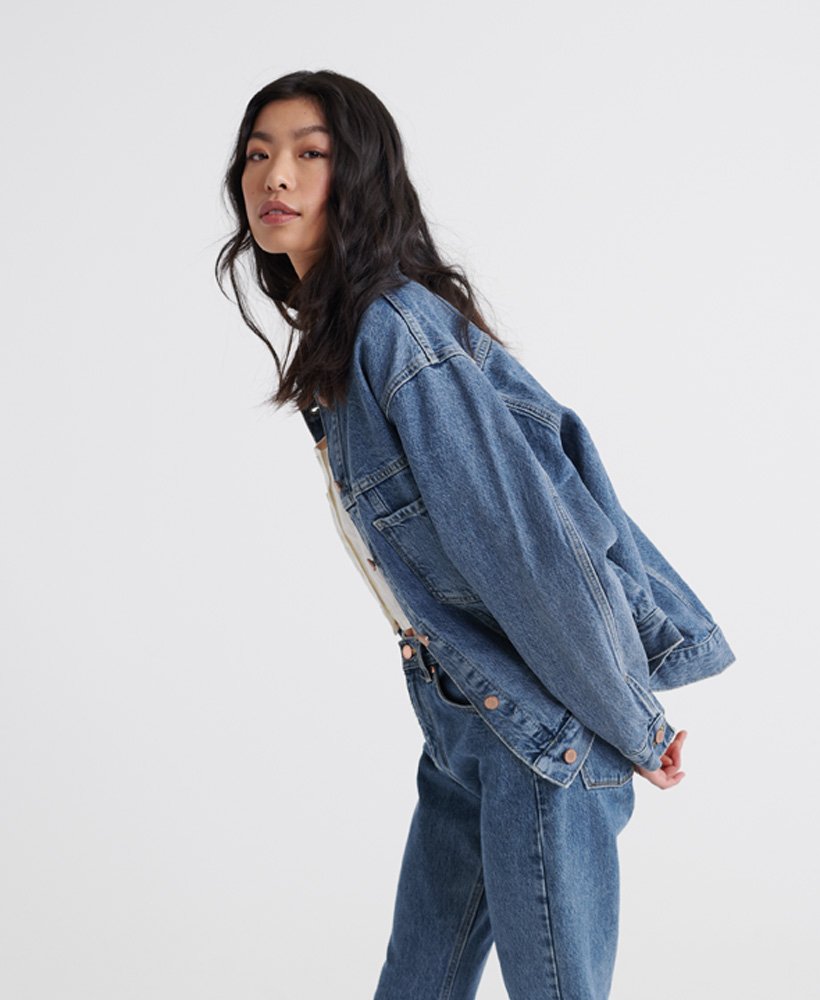 Womens - 50_50 Trucker Jacket in Mid Indigo Vintage | Superdry UK