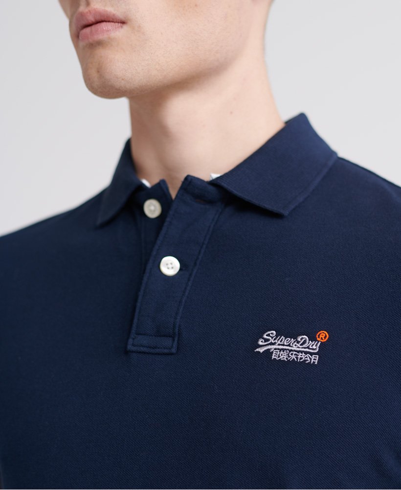Men\'s Organic Cotton Classic Pique US | Superdry Polo Navy in Shirt Eclipse
