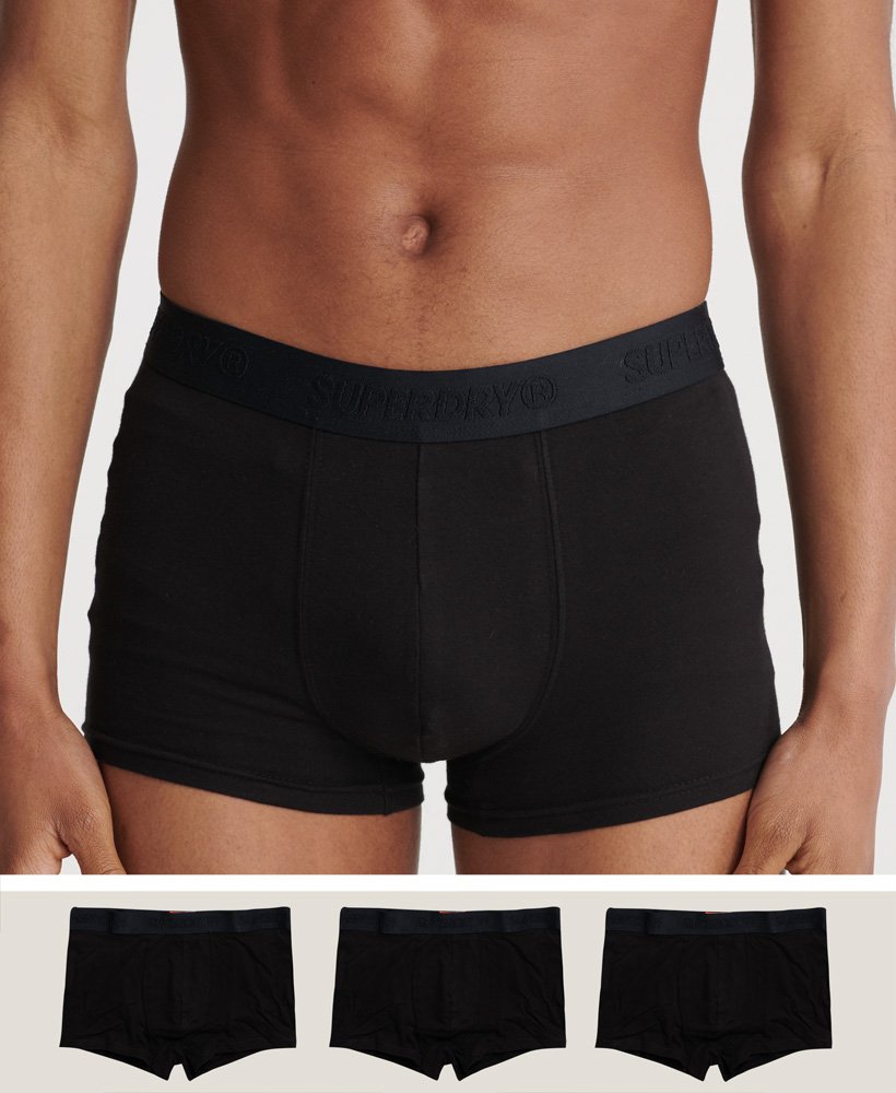 Superdry Classic Boxer Triple Pack Mens Underwear Shorts Black Multipack