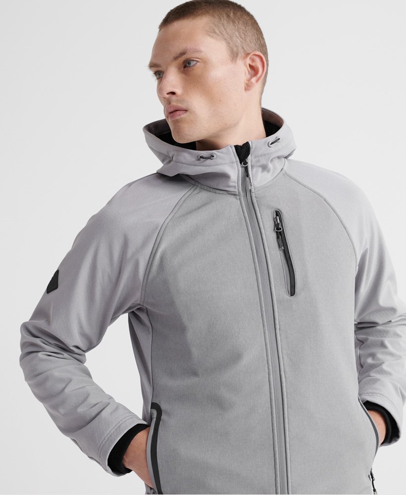 Download Mens - Hooded Softshell Jacket in Light Grey Marl | Superdry