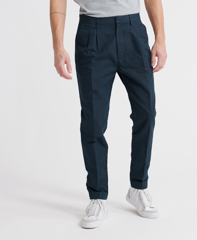 pleated skinny chinos