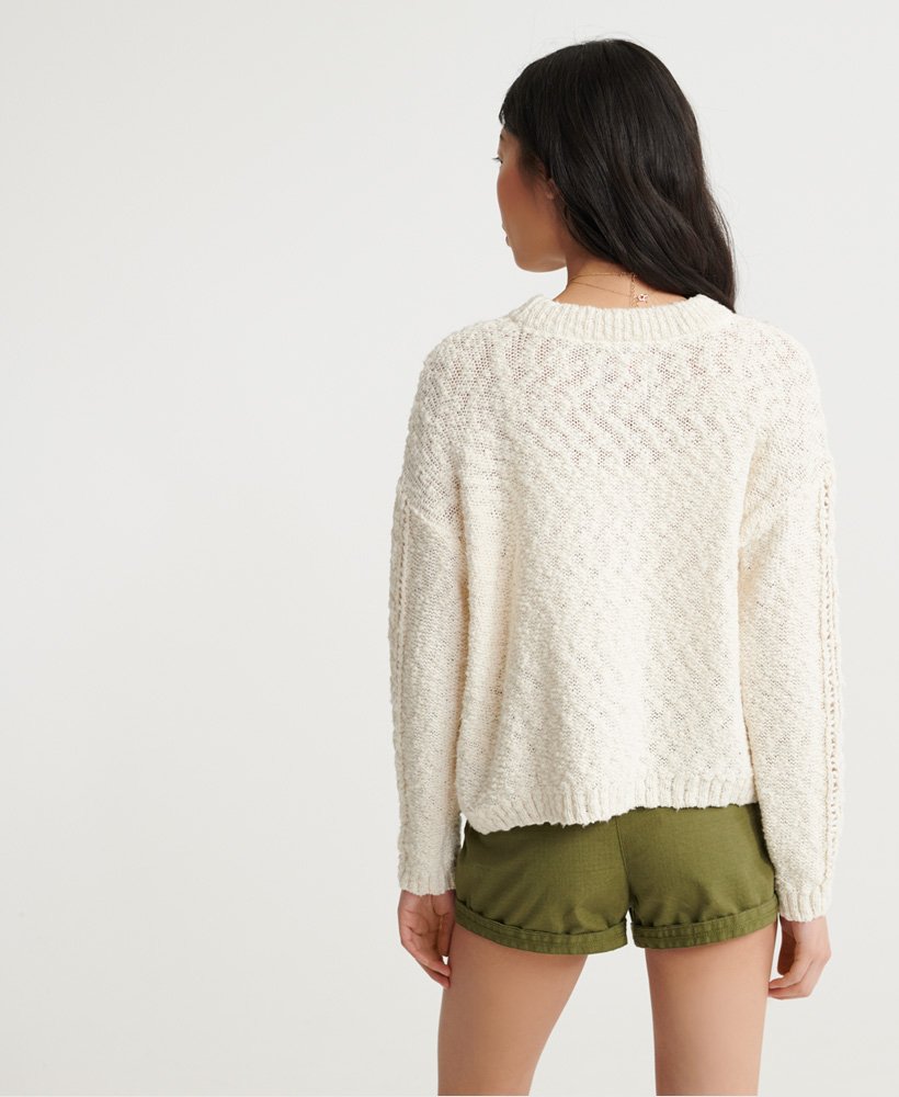 Womens - Layla Open Cable Knit Jumper in Cream | Superdry UK