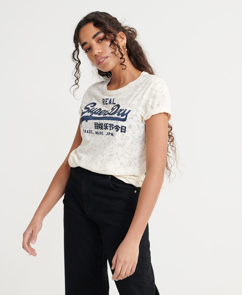 Womens - Burnout AOP T-shirt in Couture White | Superdry UK