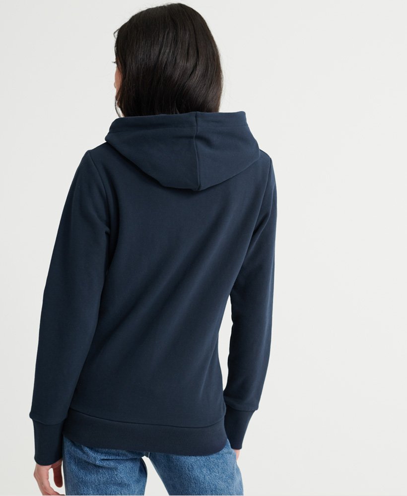 Womens - Swiss Logo unbrushed Zip hoodie in Deep Navy | Superdry