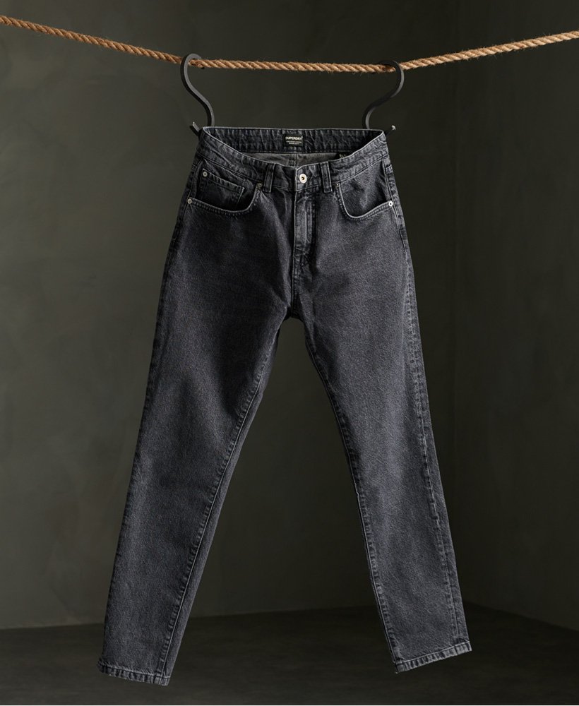 mens black tapered jeans