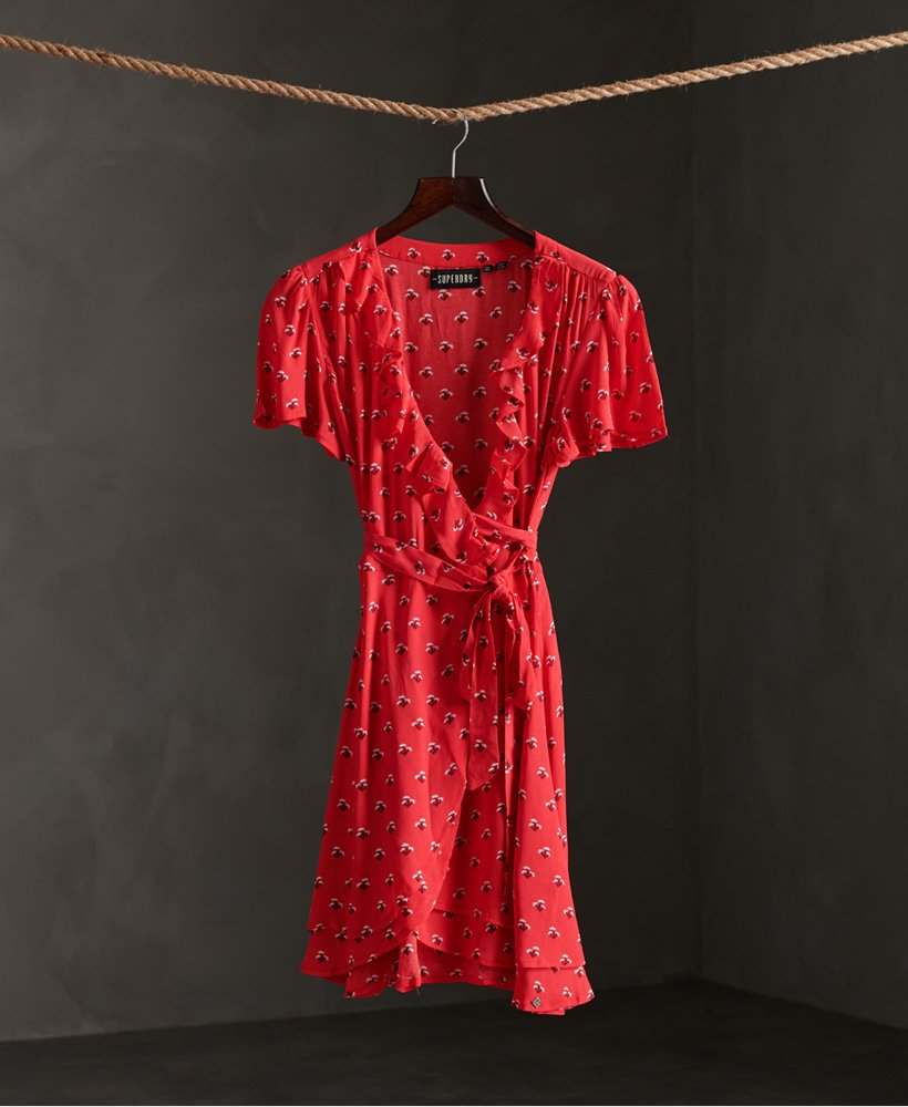Womens - Summer Wrap Dress in Red Ditsy | Superdry