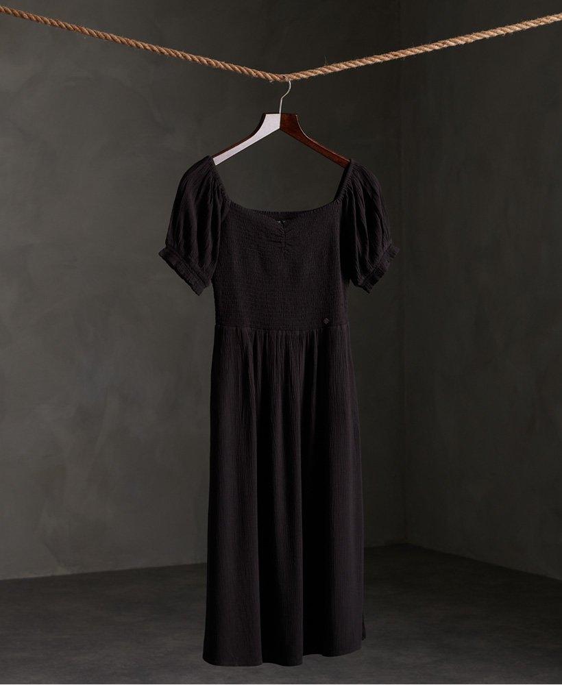 Superdry KALA SMOCKED MIDI DRESS - Day dress - black 