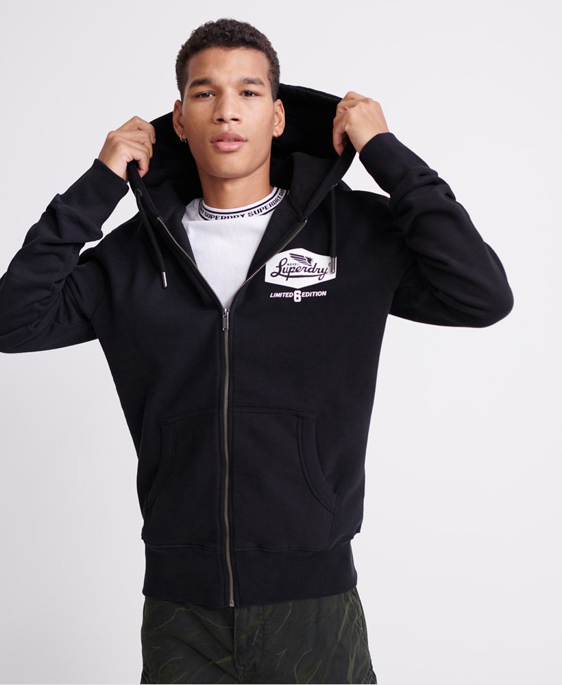 Mens - Mono Zip Hoodie in Black | Superdry UK