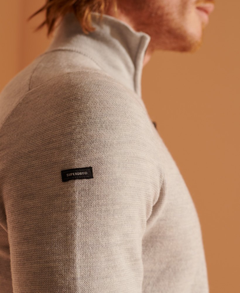 Mens Merino Henley Jumper in Cloud Grey Marl Superdry