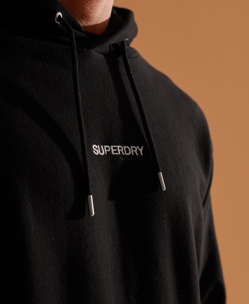 Mens Micro Logo Box Fit Hoodie in Black Superdry