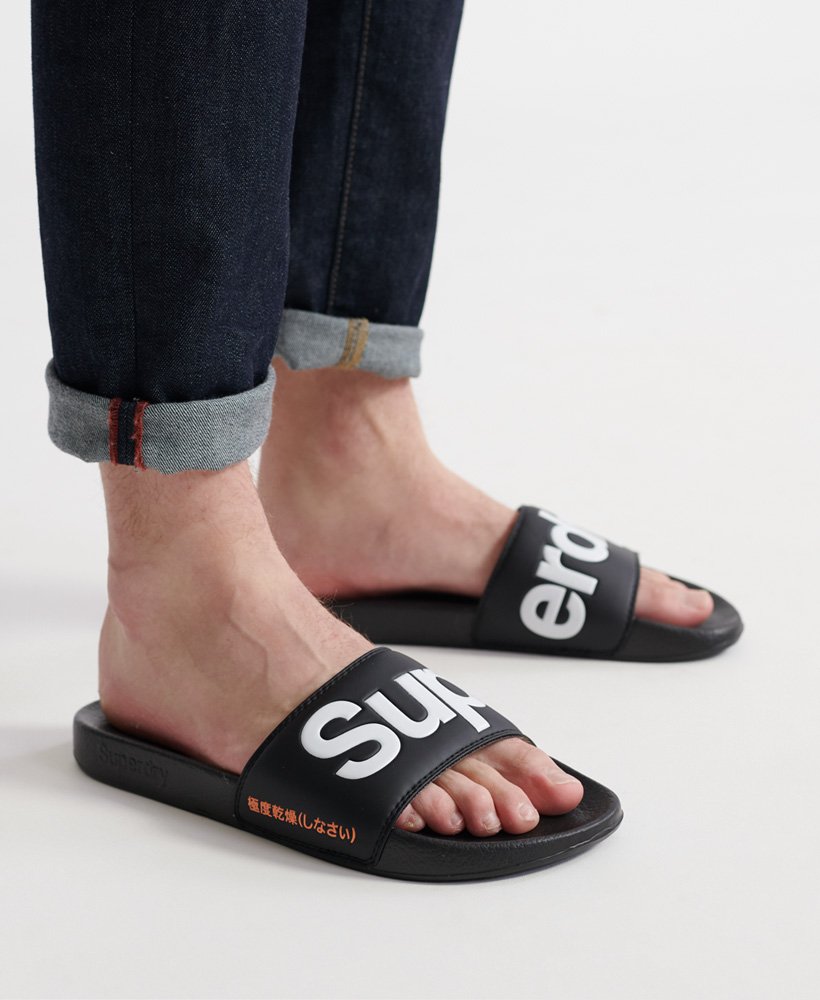 SuperDry Men's Sliders Slip On's Flip Flops Sandals Black/Green/Navy 