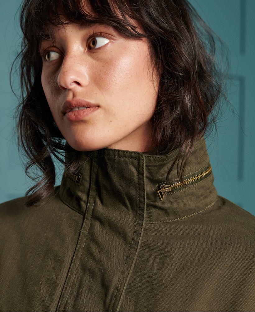 Womens - Faux Lined Cropped Bora Jacket in Khaki | Superdry