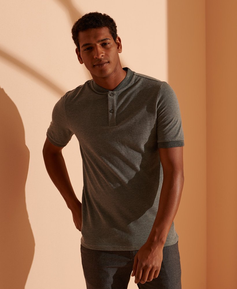 Superdry Piké poloskjorte med Henley krage Herre Polo t Superdry Piké poloskjorte med Henley krage Herre Polo t