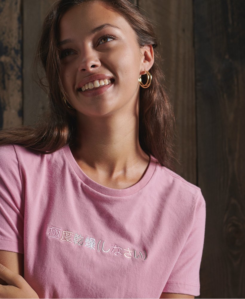 Womens - Logo Symbols Embroidered T-Shirt in Pink | Superdry UK