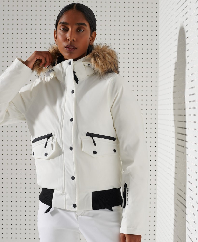 Womens - Everest Down Snow Bomber Jacket in White | Superdry