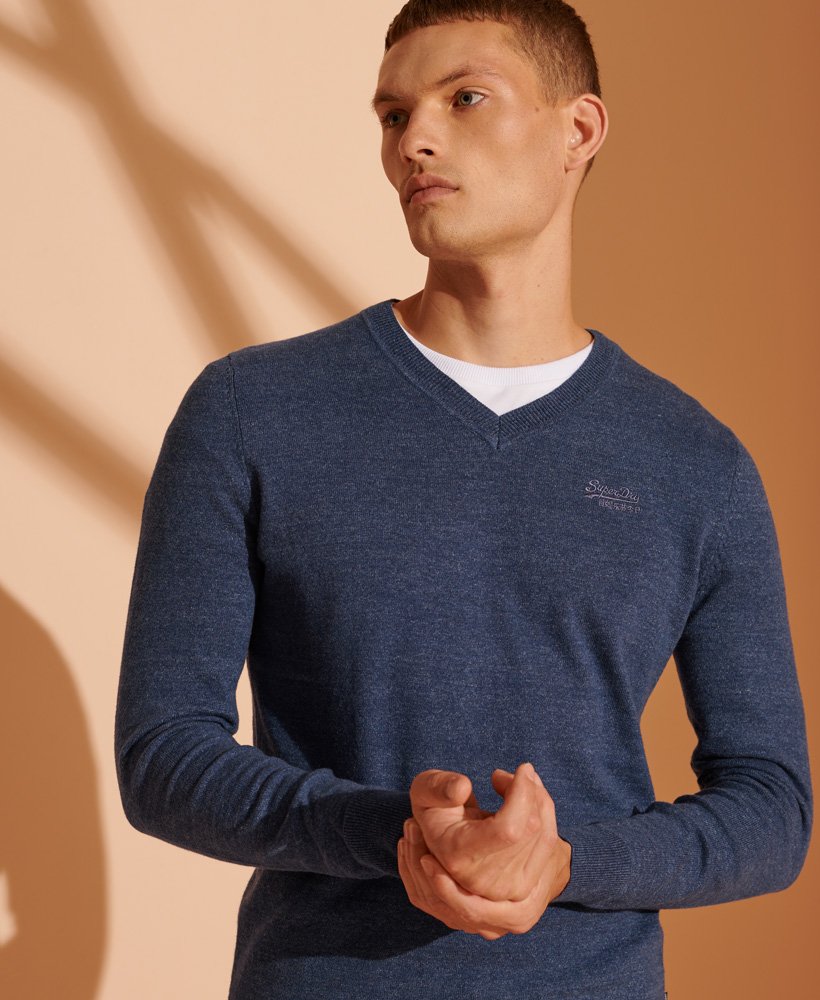 Herren Kleidung Pullover & Sweater Pullover mit V-Ausschnitt Superdry Pullover mit V-Ausschnitt blauer SuperDry Pullover M 