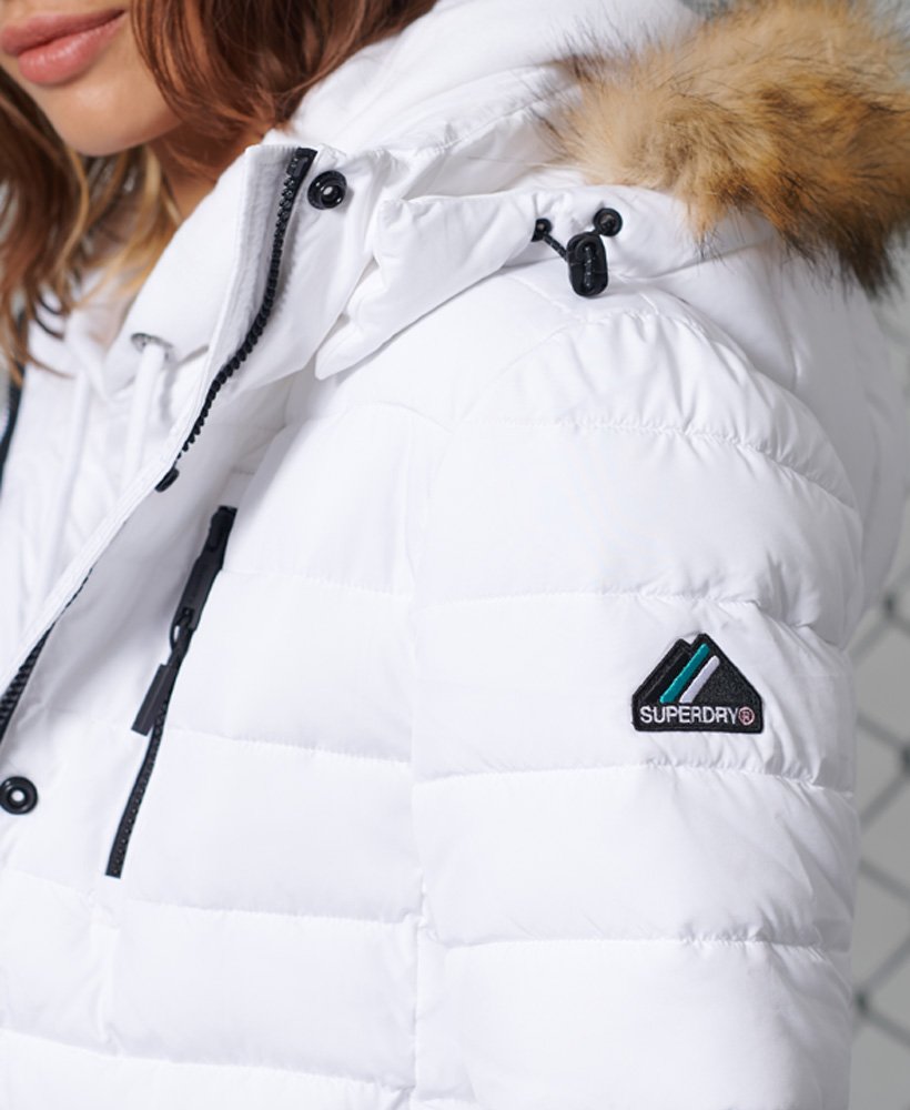 Womens Classic Faux Fur Fuji Jacket in White Superdry