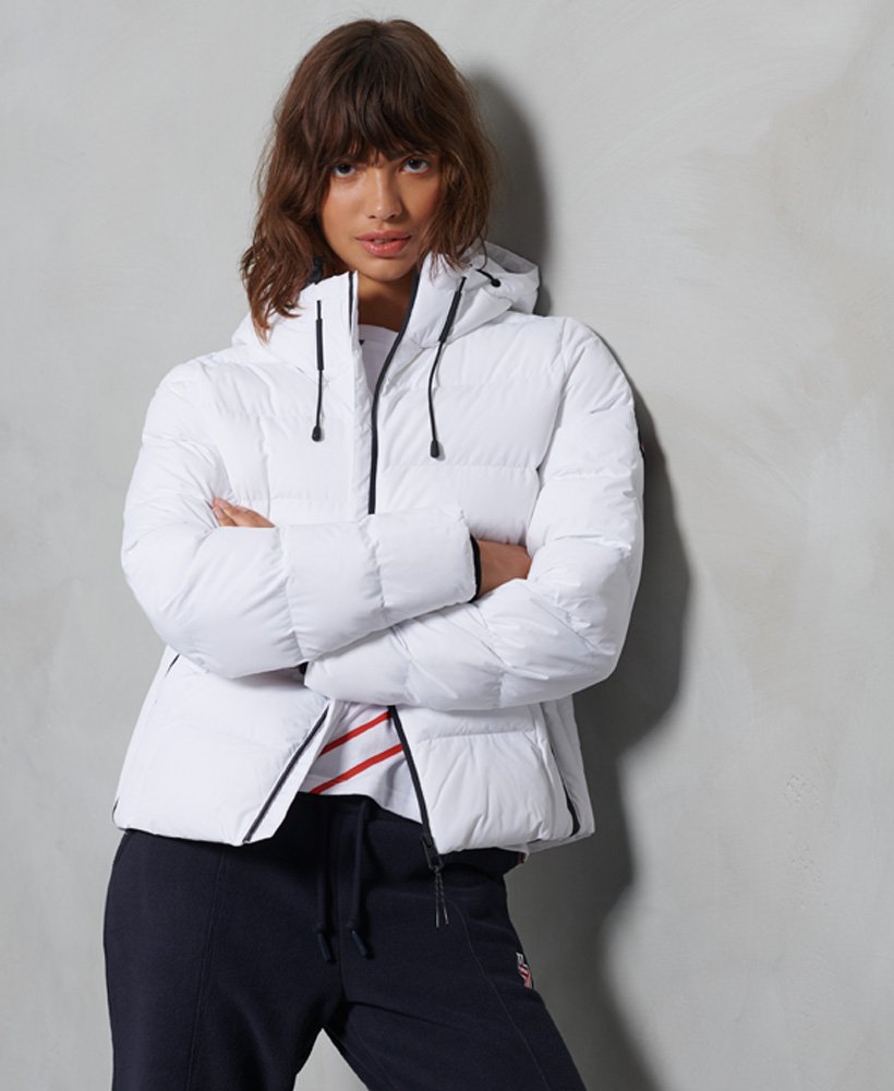 Womens - Spirit Sports Puffer Jacket in White | Superdry