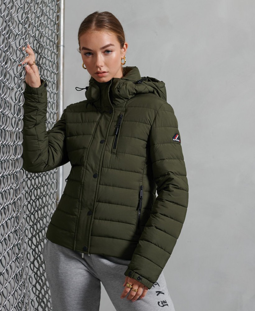 Womens - Classic Fuji Padded Jacket in Forest Green | Superdry