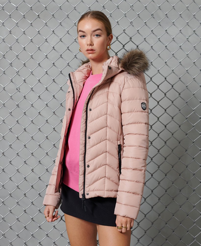 Womens - Luxe Fuji Padded Jacket in Blush | Superdry