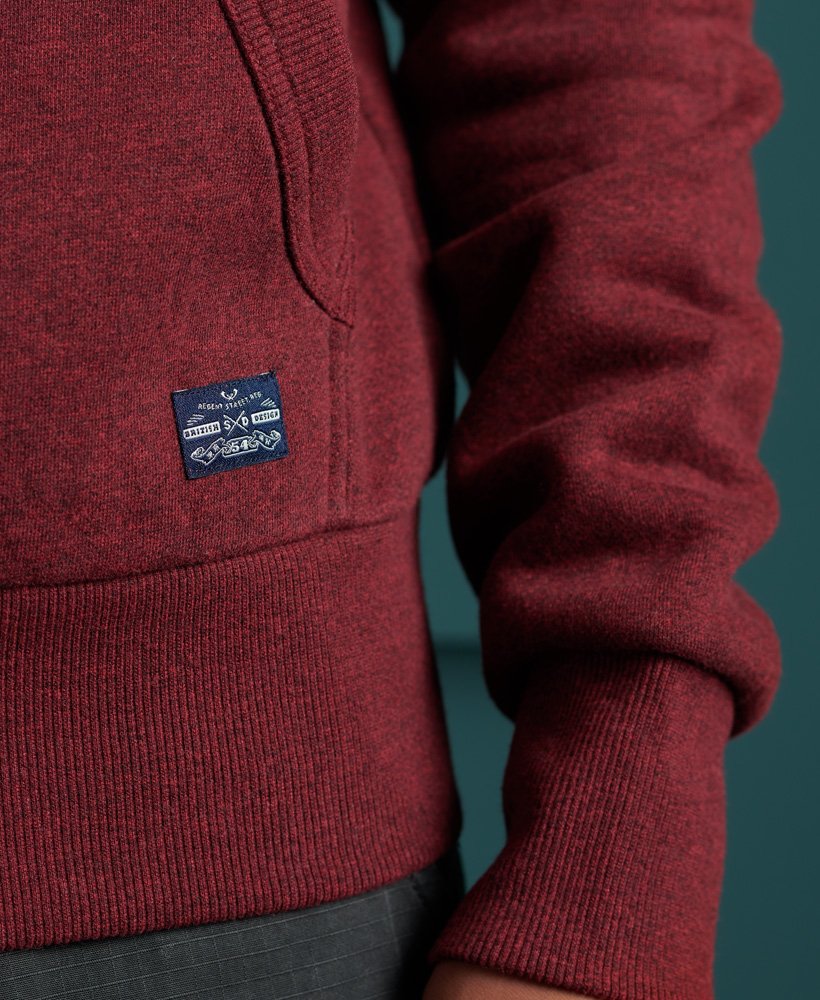 Mens - Reworked Classics Applique Hoodie in Rich Red Grit | Superdry