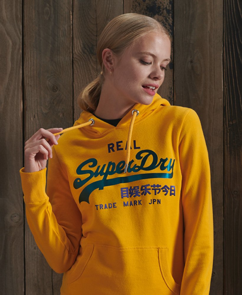 Superdry Sudadera de rizo de algodón con capucha bicolor de satén Vintage -  Sudaderas con capuchas para Mujer