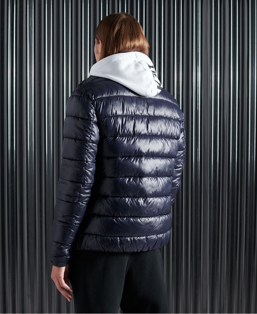 Mens High Shine Quilted Puffer Jacket in Nautical Navy Superdry