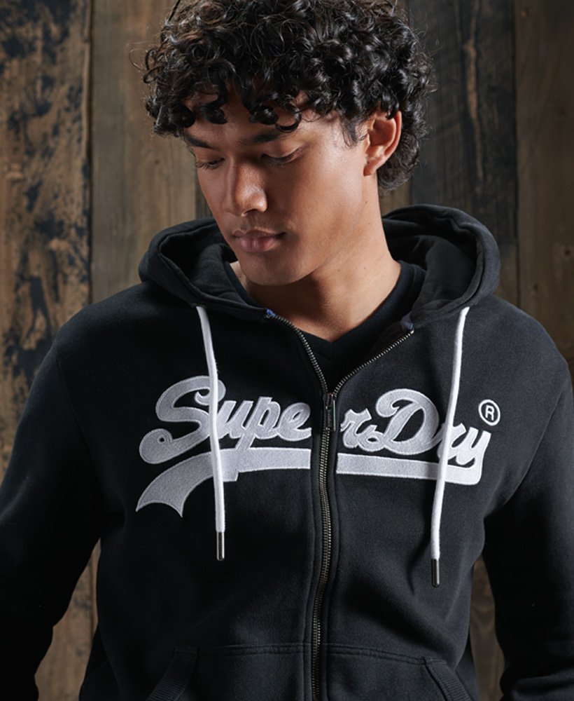 Superdry Vintage Logo Embroidery Zip Men\'s Hoodie - Mens Hoodies-and-sweatshirts