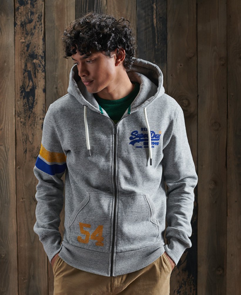 varsity zip hoodie