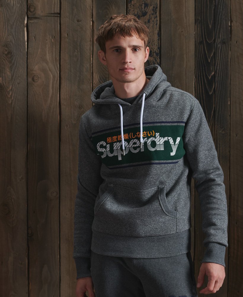 Superdry Mens Core Logo Stripe Sweatshirt Pullover Jumper   Academy Green