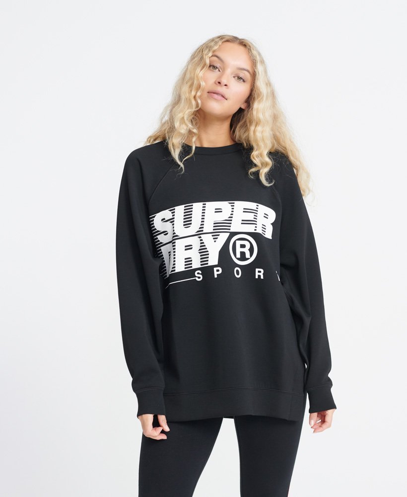 Womens - Training Graphic Oversized Crew Sweatshirt in Black | Superdry UK