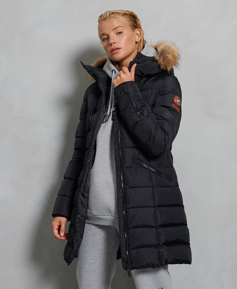 Superdry Langer Premium Daunenmantel Damen Jacken Mantel