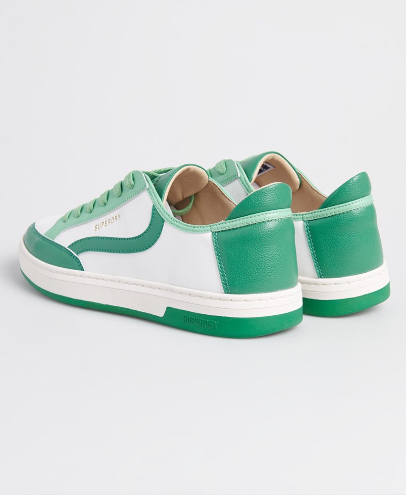 Mens - Vegan Basket Lux Low Trainers in White/green | Superdry