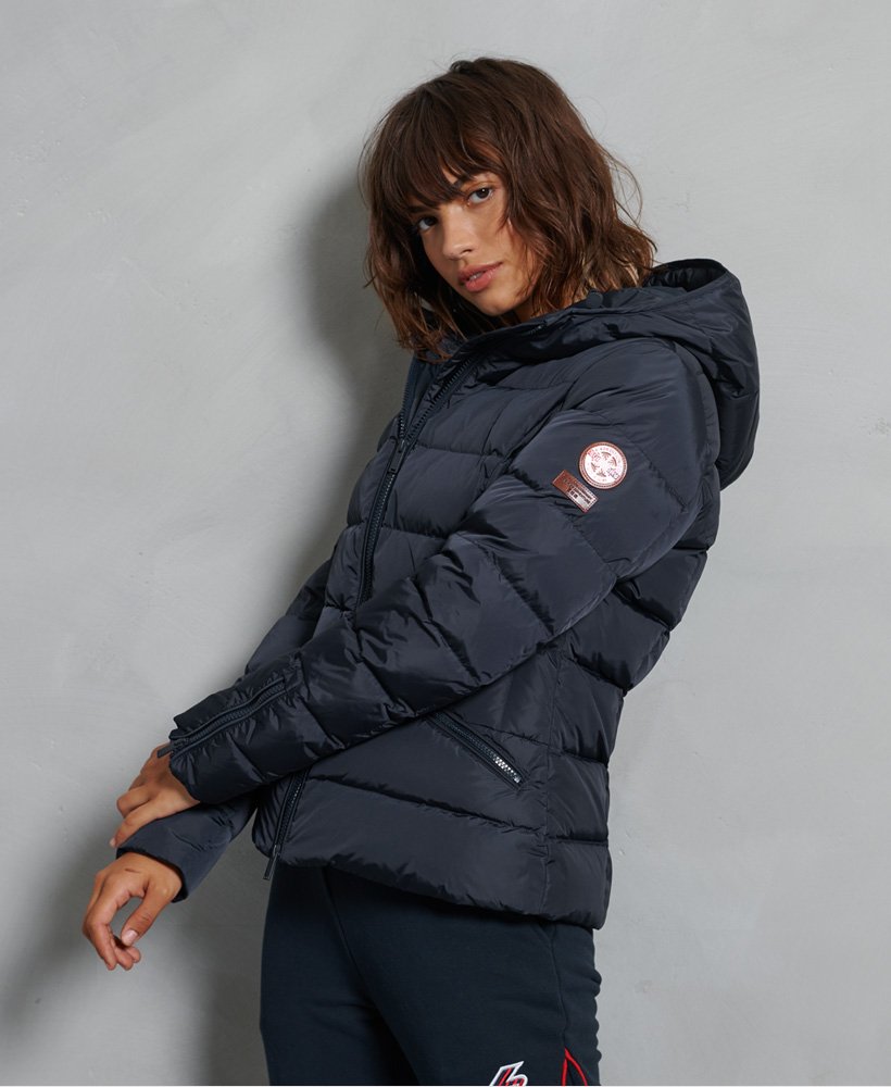 superdry micro quilt hooded down jacket