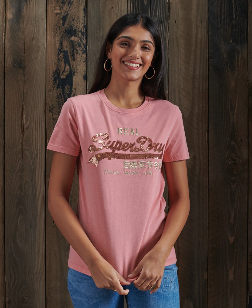 lov Furnace produktion Superdry Vintage Logo T-shirt med pailletter - Damer T-shirts