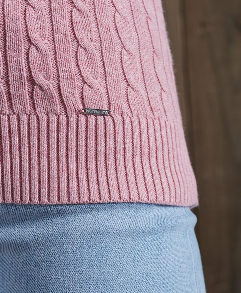 Womens Croyde Cable Crew Jumper In Pink Superdry Uk